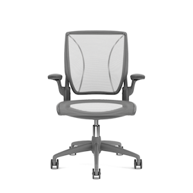 Pinstripe Mesh Silver World Task Chair, Fixed Arms, Gray Frame